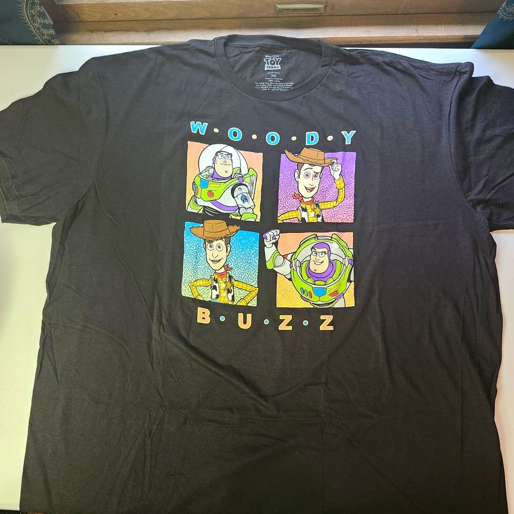 Disney/Pixar Toy Story Woody & Buzz Graphic Black T-Shirt Adult 3XL